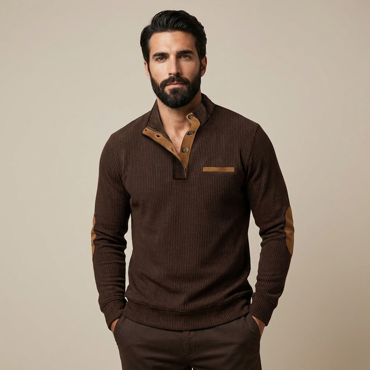 Bellion™ — schludny sweter męski zapinany na ćwiartkę guzika