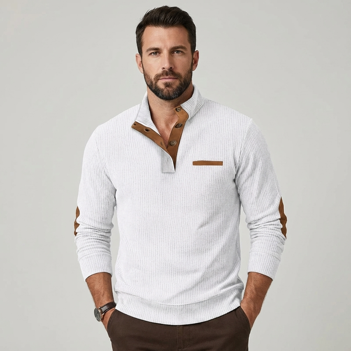 Bellion™ — schludny sweter męski zapinany na ćwiartkę guzika