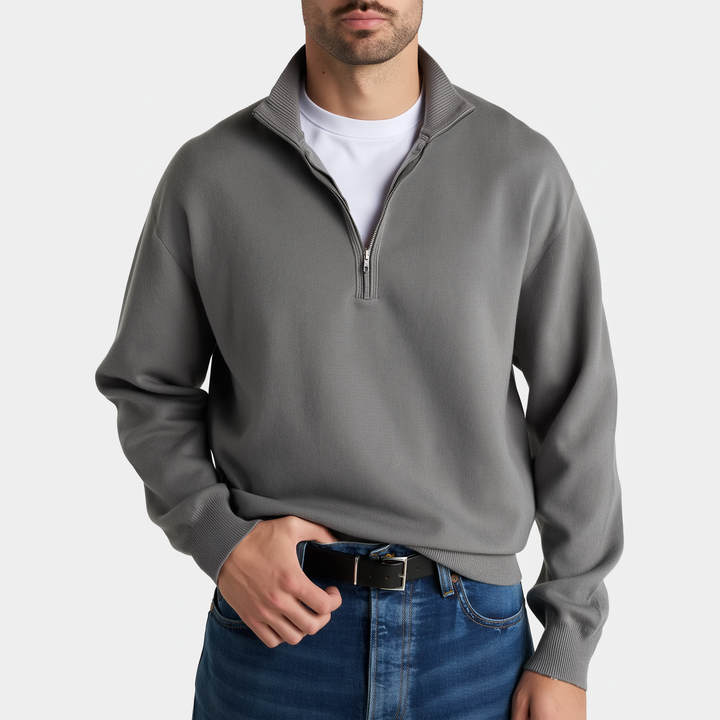 Sergiu™ - Elegancki sweter z krótkim zamkiem