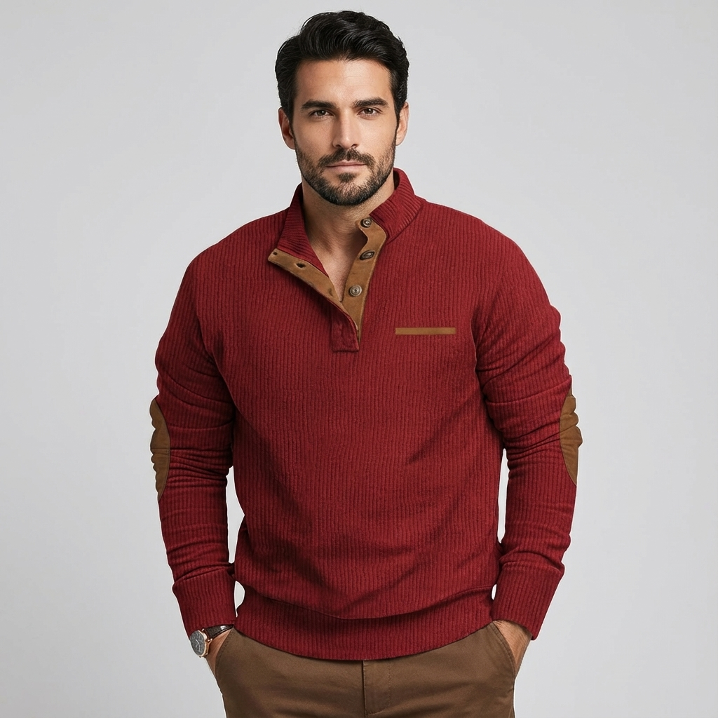 Bellion™ — schludny sweter męski zapinany na ćwiartkę guzika