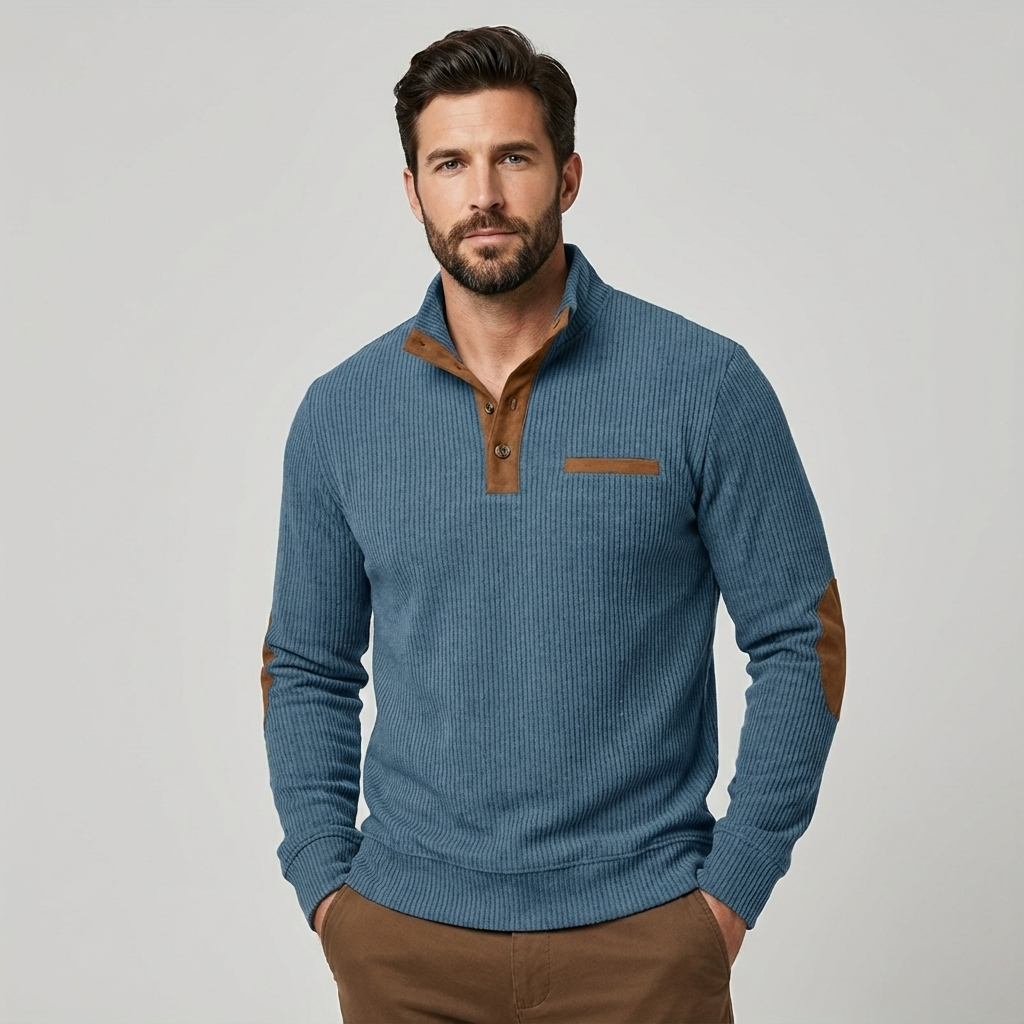 Bellion™ — schludny sweter męski zapinany na ćwiartkę guzika