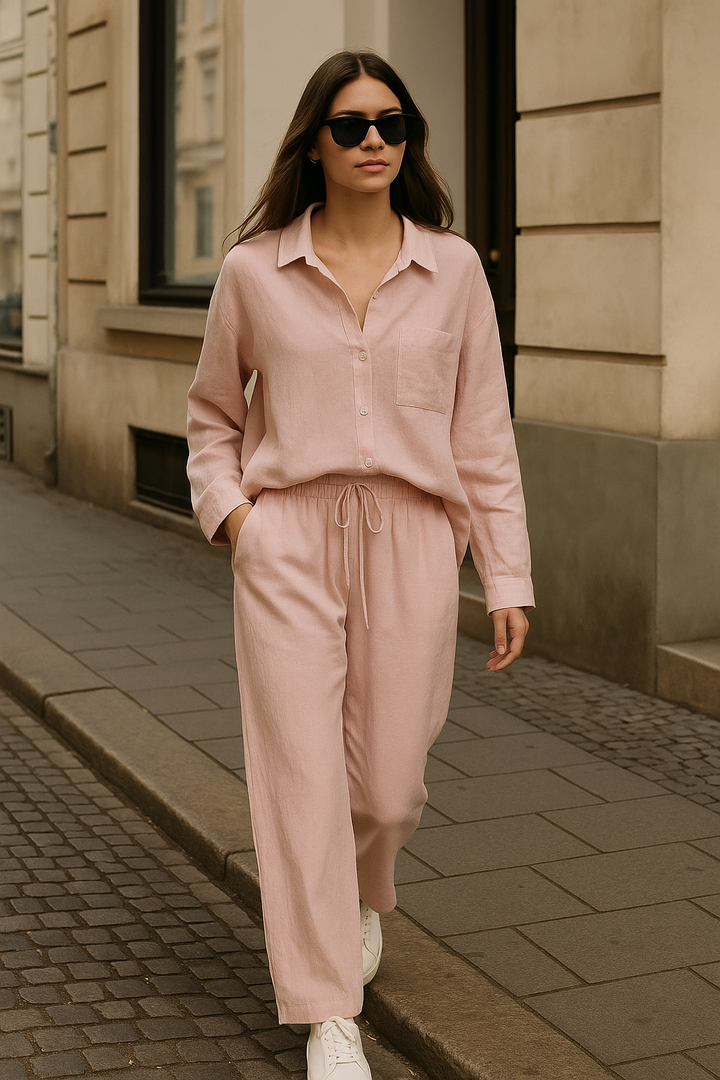 Solène™ - Elegancki dwuczęściowy zestaw z lnu dla bezwysiłkowego stylu