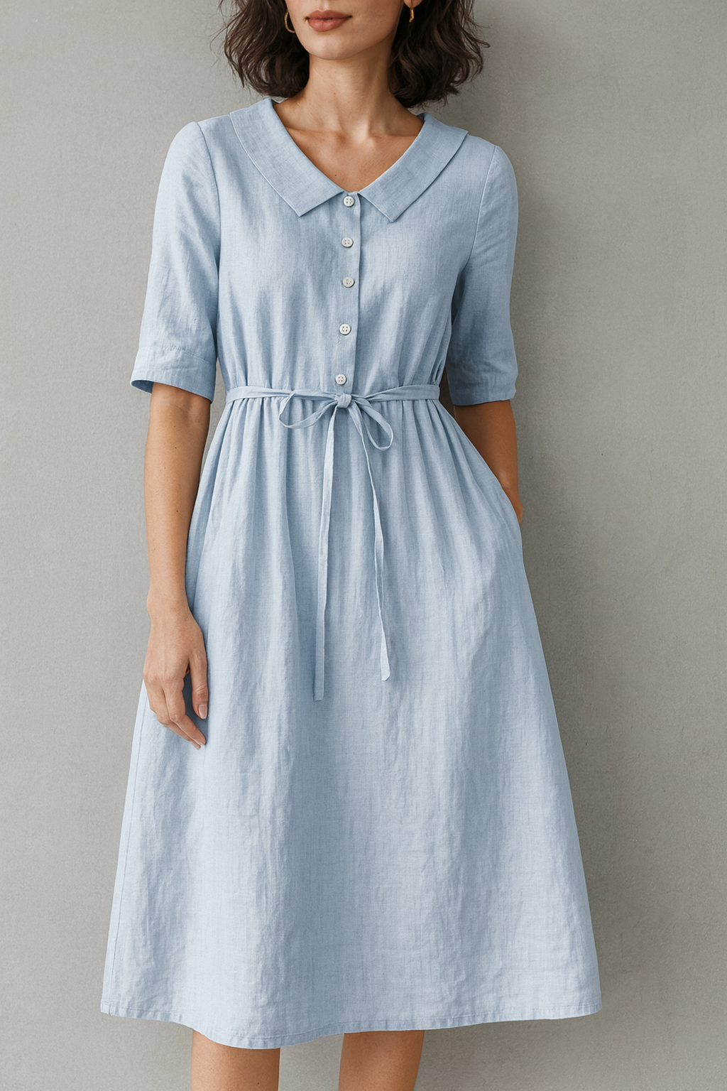 Lux™ - Elegancka sukienka z krótkim rękawem i sznurowaniem w talii