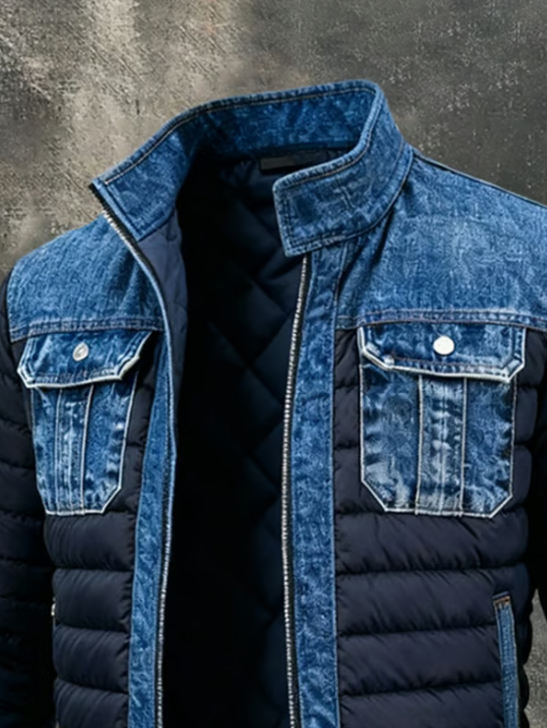 Oliwier™ - Pikowana kurtka z eleganckimi detalami z denimu