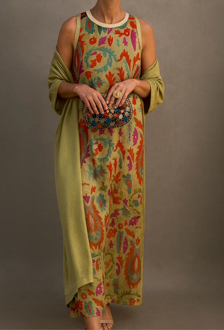 Raffaella™ – Elegancka długa sukienka z dopasowaną stólą