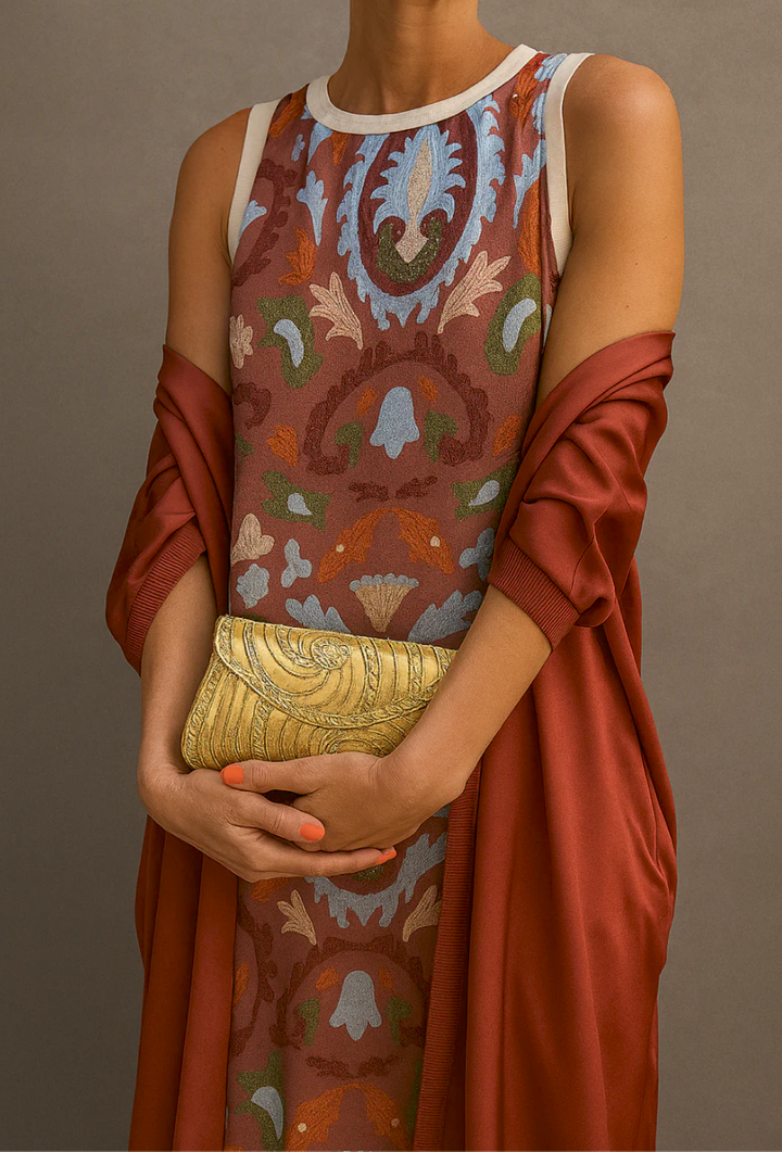 Raffaella™ – Elegancka długa sukienka z dopasowaną stólą