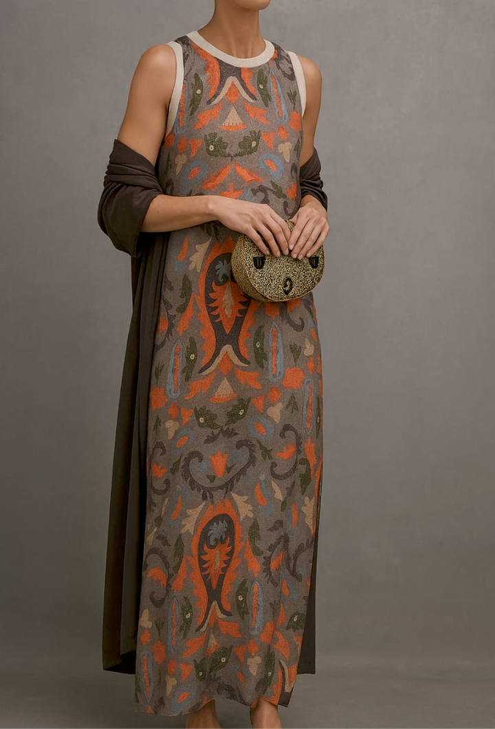 Raffaella™ – Elegancka długa sukienka z dopasowaną stólą