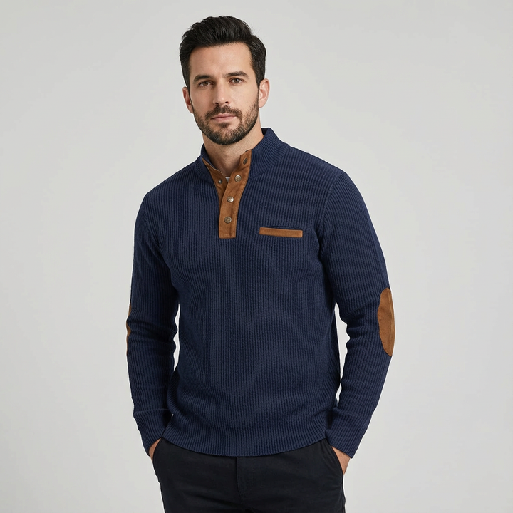 Bellion™ — schludny sweter męski zapinany na ćwiartkę guzika