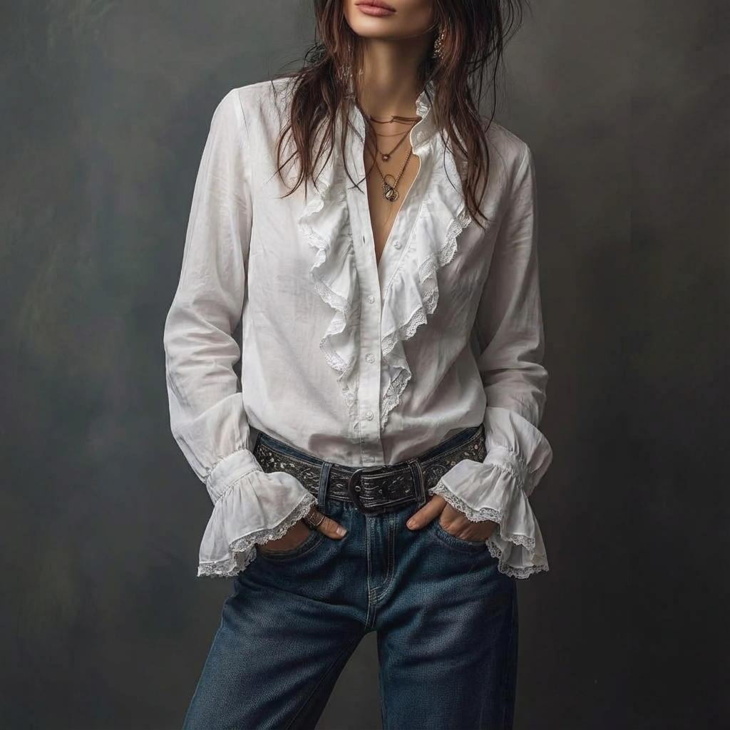 Federica™ - Długa, zabytkowa aksamitna kurtka z haftem