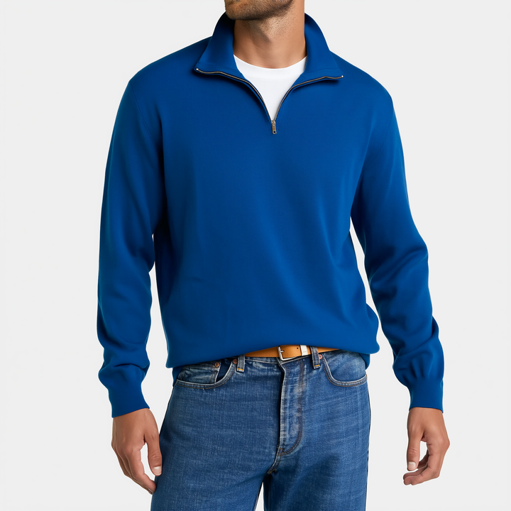 Sergiu™ - Elegancki sweter z krótkim zamkiem