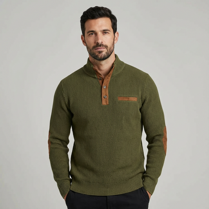 Bellion™ — schludny sweter męski zapinany na ćwiartkę guzika