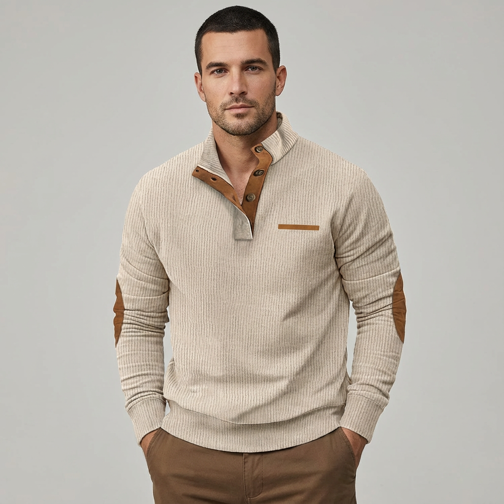 Bellion™ — schludny sweter męski zapinany na ćwiartkę guzika