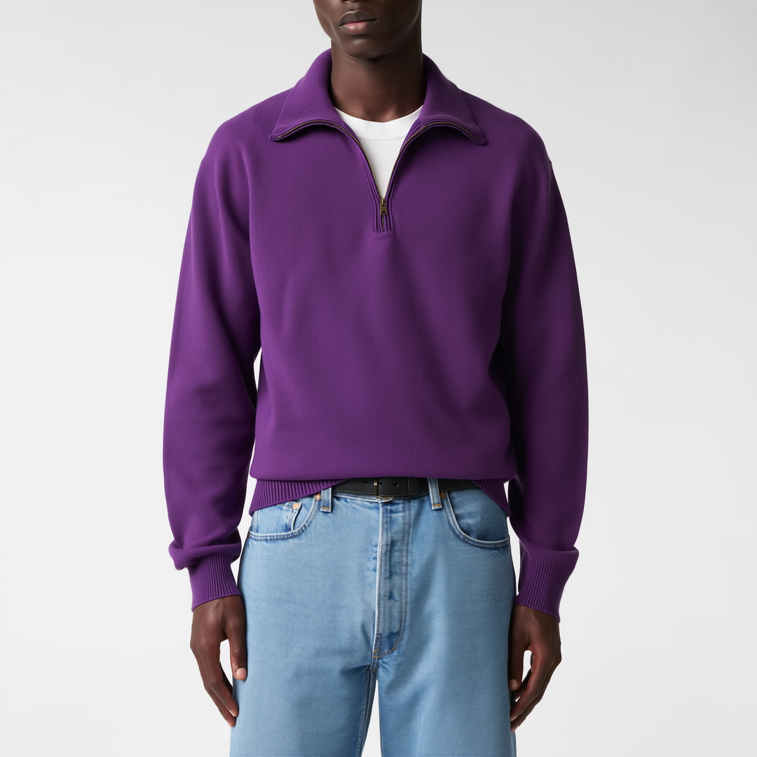 Sergiu™ - Elegancki sweter z krótkim zamkiem