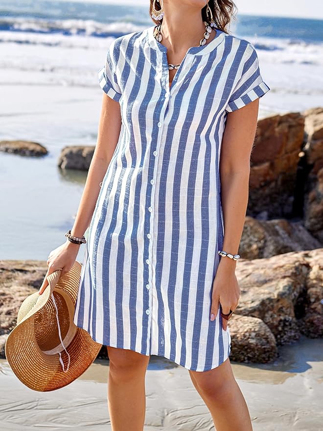 Martine™ - Stylowa wytłaczana koszulowa sukienka