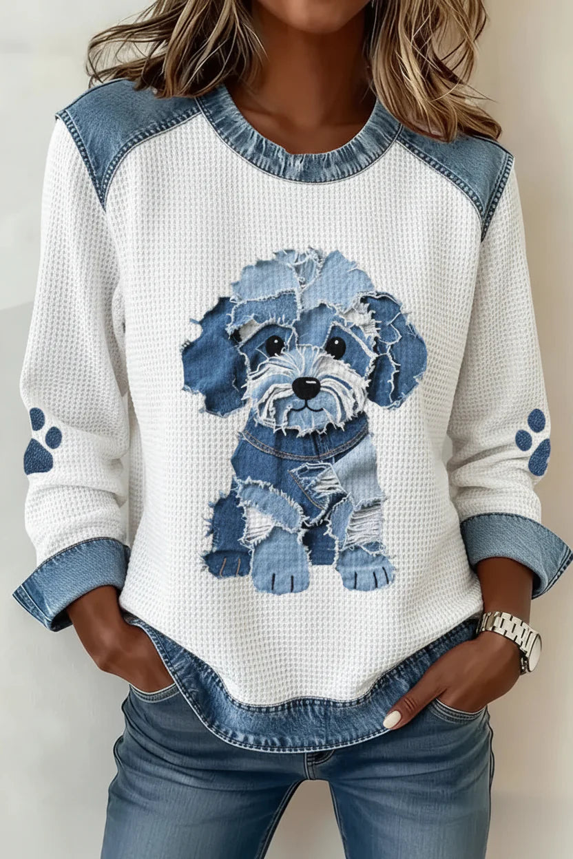 Calyné™ – Miękka bluzka Patchwork Puppy
