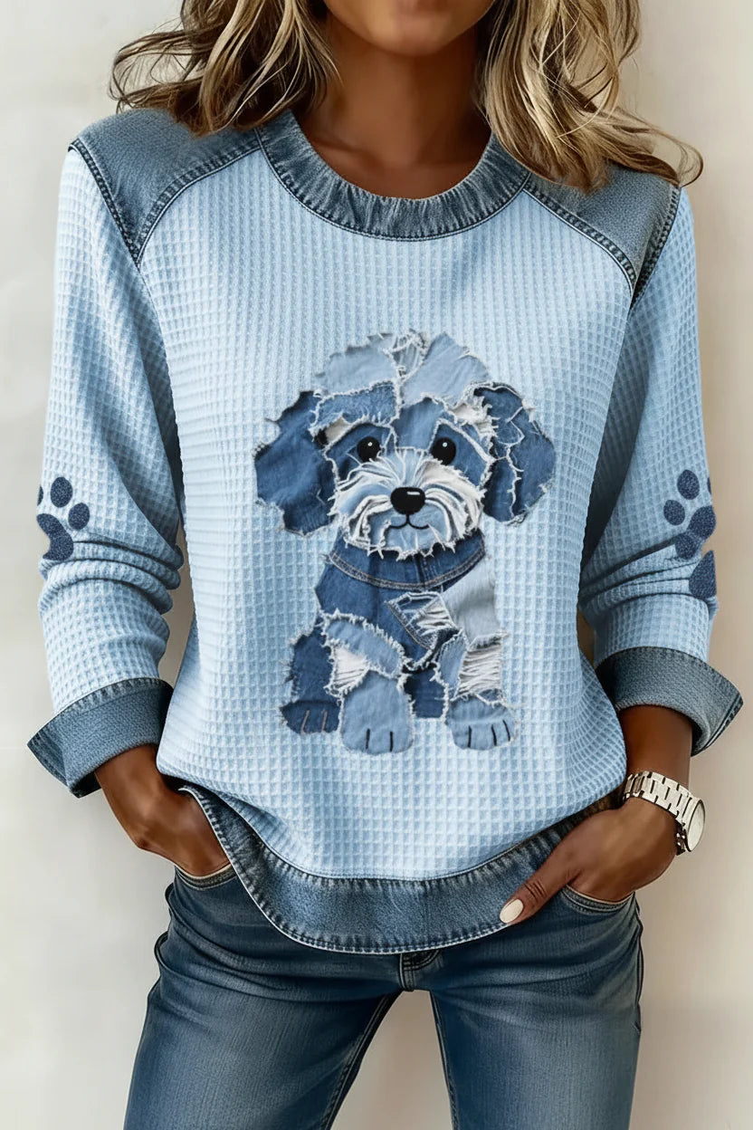 Calyné™ – Miękka bluzka Patchwork Puppy