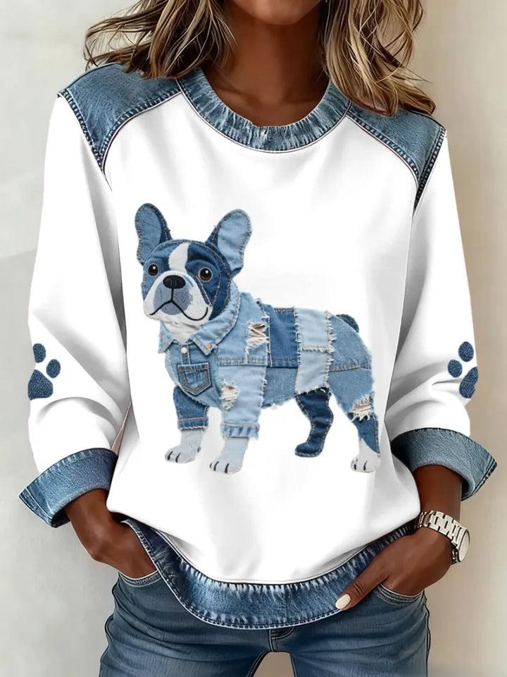 Calyné™ – Miękka bluzka Patchwork Puppy