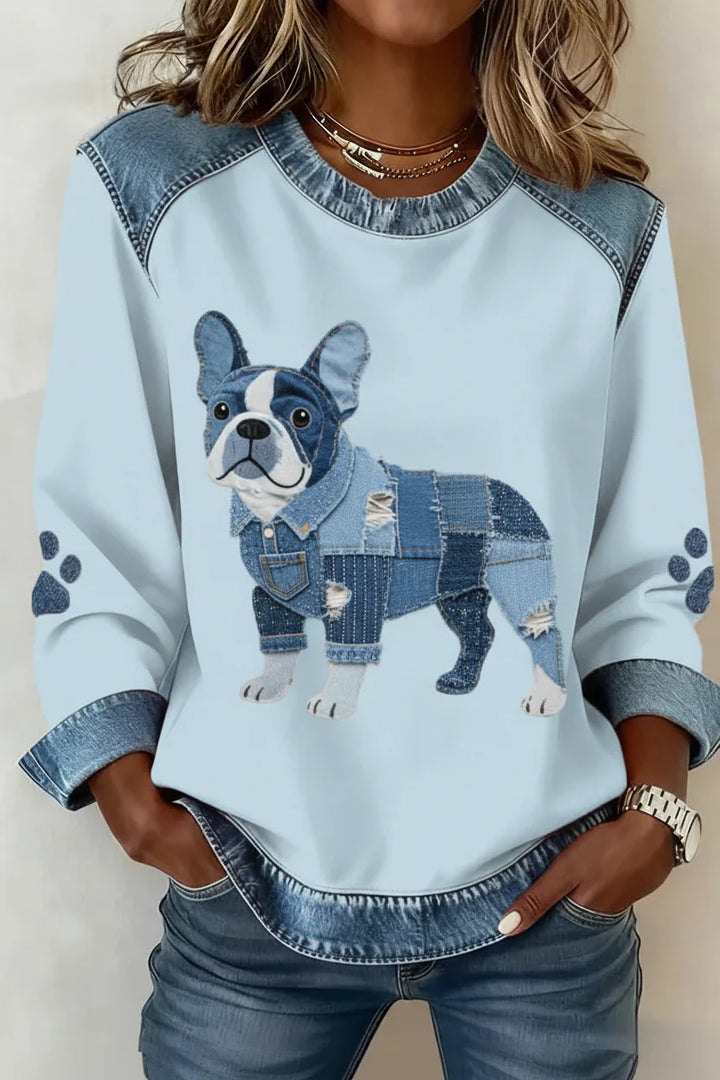 Calyné™ – Miękka bluzka Patchwork Puppy